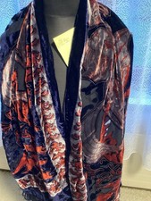 Seidensamt-Ausbrenner-Schal, 160x52cm, Rot/schwarz/grau, Vielseitig