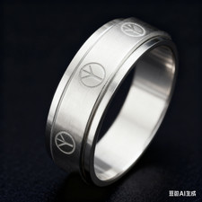 Edelstahl Ring Friedenszeichen peace and love beweglich Gr. 52-69 N.68 ggg