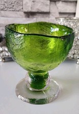 Humppila Glas Designerglas, Santalahti  Finnland Glasschale, 70er Jahre, grün