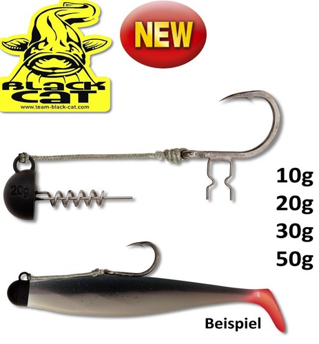 Black cat shad - black, rig