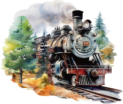 Aquarell eisenbahn landschaft - eisenbahn,