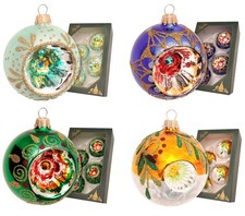 Krebs Glas Lauscha Reflex Christbaumkugeln im 4er Set - aus Glas - Größe 7 cm