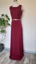 Bodyflirt Abendkleid Kleid Hochzeit Maxikleid bordeaux  mit Gürtel  42 + Body