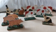 alte Flachtiere vintage DDR Bauernhof Tiere Erzgebirge Holzspielzeug Bauer