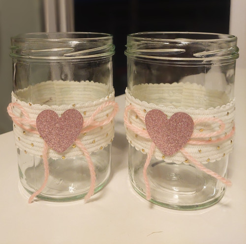 Hochzeit glas herzdeko rosa - 2x,
