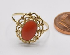 Solitär Ring Koralle filigran