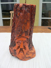 Große Dekorative Kerze Waldschrat Wurzelsepp Baum Gesicht Motivkerze Reliefkerze