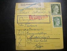 #2603 Dt. Reich Paketkarte aus