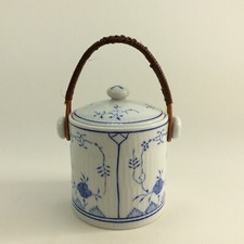 Friesisch Blau AW August Warnecke Kandisdose Deckeldose mit Basthenkel