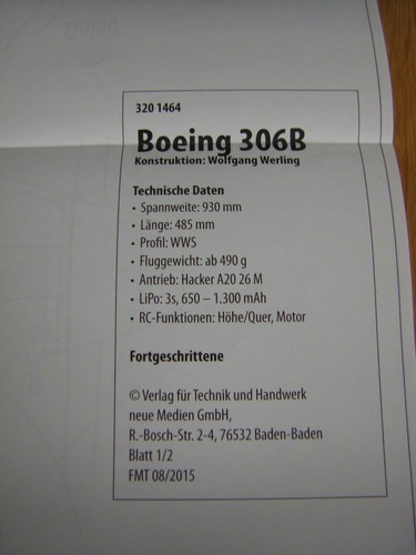 Bauplan boeing 306 blatt - 306, b,