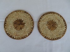 2 vintage Topfuntersetzer rund Bast oder ähnlich Durchmesser je 18 cm NEU