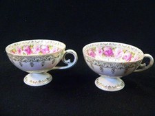 2 Antike Tassen m Rosendekor Bienenkorbmarke Erdmann Schlegelmilch