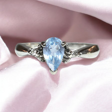 Aquamarin & Diamant Ring - 10K