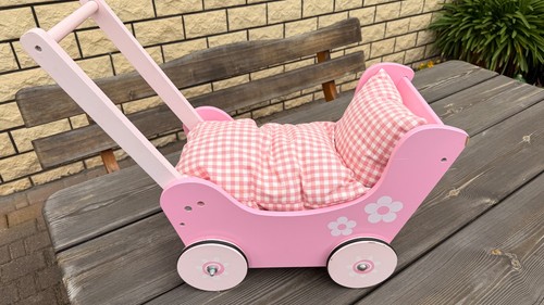 Puppenwagen pink aus - aus, holz