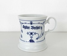 Julius Lange Friesenbecher Kaffeebecher Teebecher 400ml Indisch Blau Strohblume