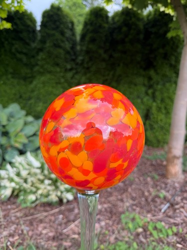 Glaskugel rot orange gelb 15cm - rot,