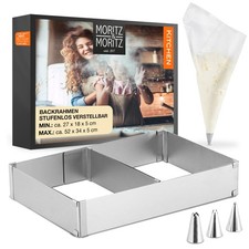 Backrahmen mit 10 Spritzbeuteln und 3 Aufsätzen - verstellbar 5 cm hoch 