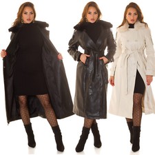 Damen Kunstleder Trenchcoat