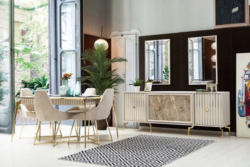 Goldenes esszimmer set - goldenes,