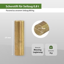 Scherstift für Seilzug Greifzug Forst Seilwinde Winde 800 kg 0,8 t to