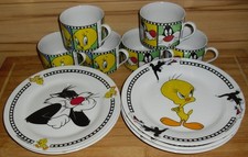Tweety und Sylvester 6  Tassen 5 Teller Set Looney Tunes Warner Bros 1998