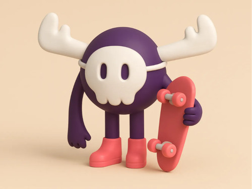 Skater-Totenkopf-Elch-Figur