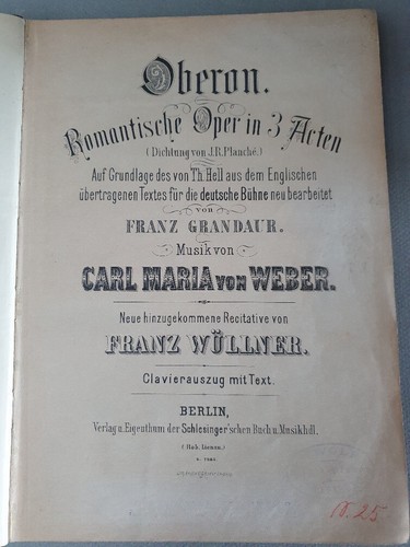 Klavierauszug von weber - -,