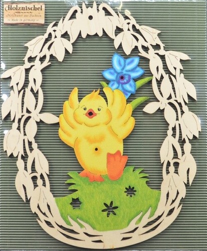 Fensterbild küken mit blume - mit,