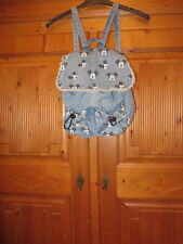 Rucksack Jeans Damen Jeansrucksack Teddyfell Fell Lammfell Disney Micky Mouse