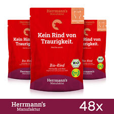 48 x Herrmanns Katzenfutter Bio Rind mit Karotte und Hirse Tiernahrung 100Gr