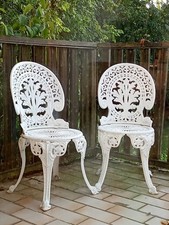 nostalgische Garten- oder Balkonstühle, weiß, Metall, gut erhalten