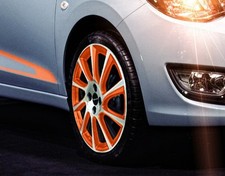 Irmscher Turbo Star orange diamant frontpoliert 16 Zoll Alu Felgensatz Opel Karl