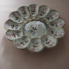 Chodziez Eierteller Eierplatte Rosenmotiv mit Griff  / 22cm / 12 Eier 