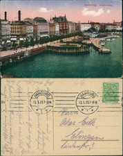 Ansichtskarte Hamburg Jungfernstieg 1923  gel. Posthorn - Rollstempel