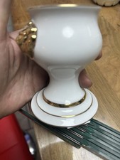 Kerzenständer KPM Berlin Porzellan Golddekor Handarbeit mit Golden Löwenkopf 2x