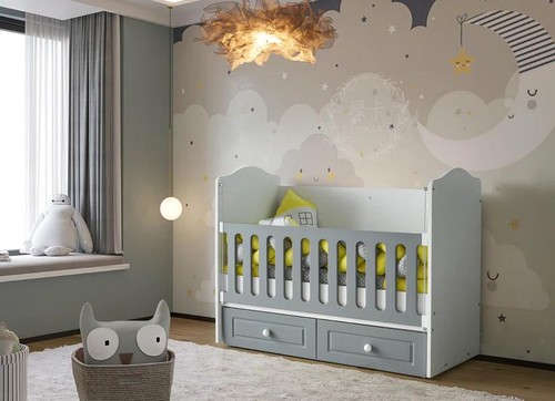 Babybett stilvoll grau - stilvoll,
