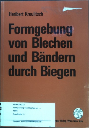 Formgebung von blechen - von,