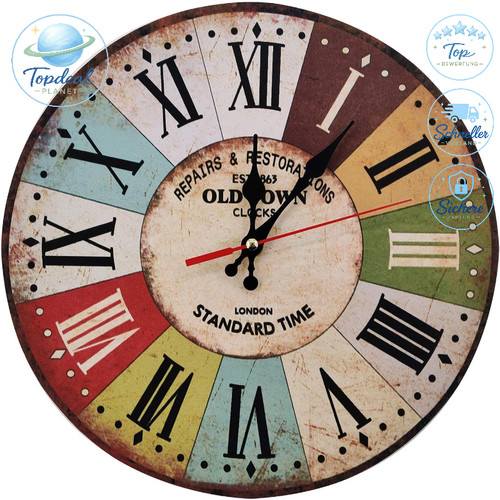 Holz wanduhr 30cm landhausstil - holz,
