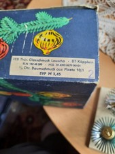 Lauscha DDR Glas Faden Kugeln Weihnachtsbaumbehang 6 Stück In Ovp