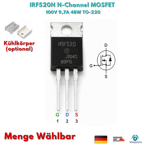 Irf520 channel mosfet 100v - n-channel,