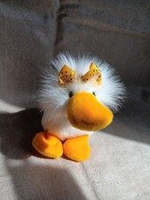 Nici ☆ Niedliche Ente "Paula" ☆ Kuscheltier ☆ Weiß ☆ Goldene Schleife ☆ Vintage 