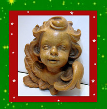 Alte Holzfigur Engelskopf