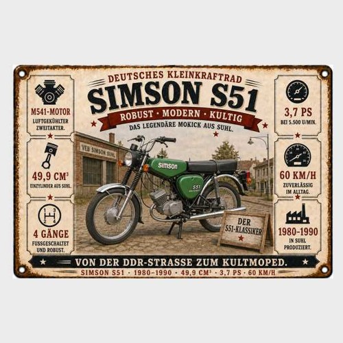 Blechschild-Simson-S-51-Moped-