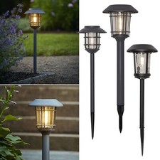 PREMIUM Solar Wegleuchte FILAMENT aus Metall & Echt-Glas LED Solar-Lampe Retro