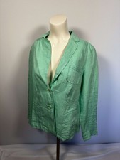 Markenlos Blazer Gr. 44 Hellgrün 100% Leinen Casual Damen