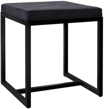 #R130939/0810 Sitzhocker Barci B Samt schwarz Polsterhocker Fußhocker Hocker