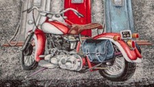 Stoff mit Motorrad &
