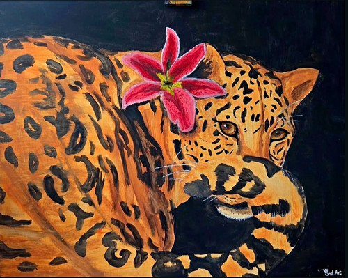 Gemälde leopard mit pinker - leopard,