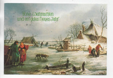 AK  Wünsche z. Weihnachten/Neujahr - Künstlerkarte-Menschen-Hunde-Winterlandsch.