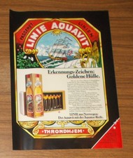 Seltene Werbung LINIE AQUAVIT - Erkennungs-Zeichen: Goldene Hülle 1979